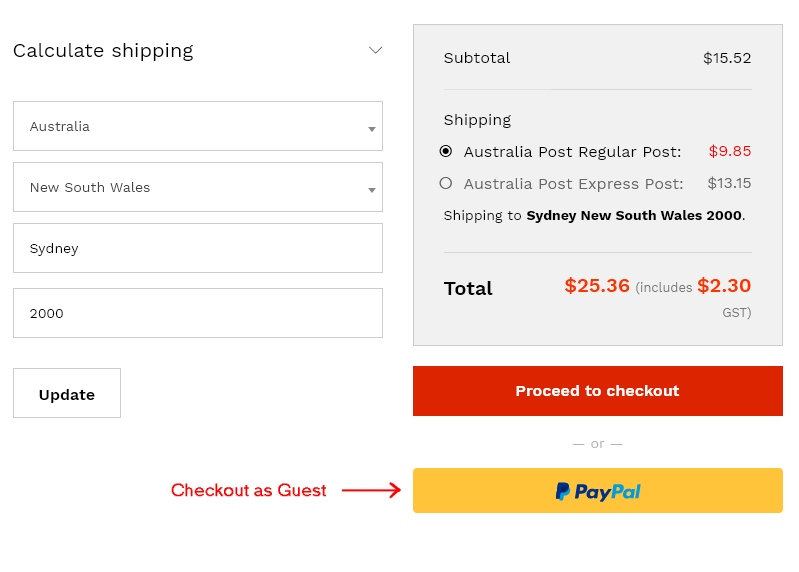 Checkout with PayPal